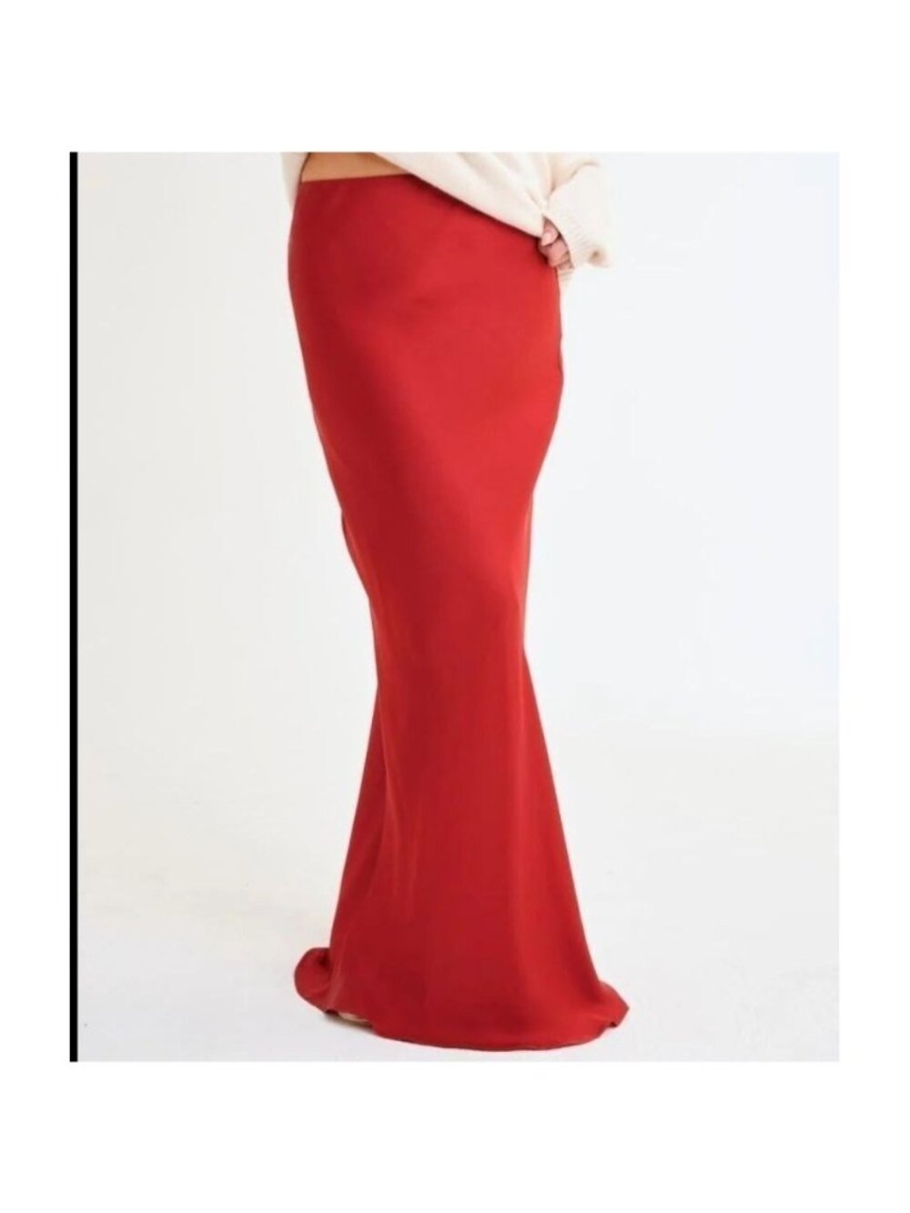Rumored Archive Bias Maxi Skirt Womens XS Crimson Red Satin Slip Skirt 90s Style - Picture 5 of 6